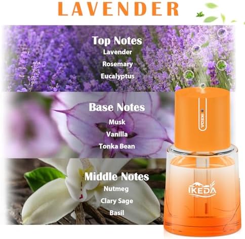 Ikeda Fragrance Smart Car Air Freshener, 100ml Waterless Essential Oil Diffuser, Auto On Off Aromatherapy Car Diffuser with 3 Mist Modes, USB Rechargeable Car Accessories for Women Men Truck Vehicle