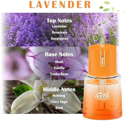Ikeda Fragrance Smart Car Air Freshener, 100ml Waterless Essential Oil Diffuser, Auto On Off Aromatherapy Car Diffuser with 3 Mist Modes, USB Rechargeable Car Accessories for Women Men Truck Vehicle