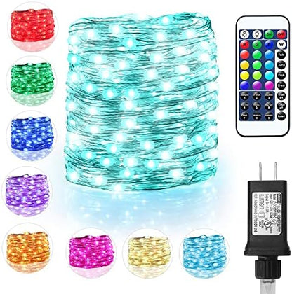 OMIKA Fairy Lights Plug in, 16 Color Changing, 40ft 120 LED Twinkle Lights with Remote Timer, 132 Modes Firefly Decorative Lighting for Bedroom Wedding Christmas Tree Halloween Décor