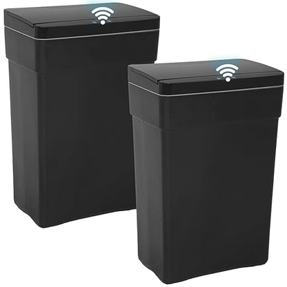BestOffice 13 Gallon Trash Can Automatic Kitchen Trash Can Touch Free High-Capacity Garbage Can with Lid for Bedroom Bathroom Home Office 50 Liter (Black, 1) (2, Black)