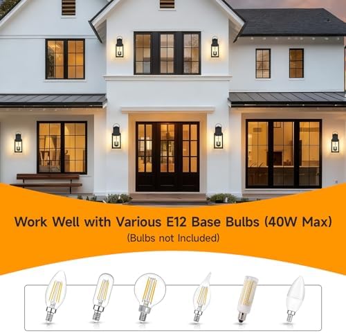 Dusk to Dawn Exterior Lighting Fixtures, Black Sensor Outdoor Porch Lights