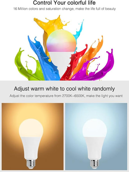 LGIDTECH FUT105 Miboxer RGBWW 12W Smart 2.4GHz RF LED Light Bulb RGB+CCT Color Changing,Color Temperature Adjustable,Memory Function,Smartphone Control via WL-Box2 Gateway (Sold Separately)