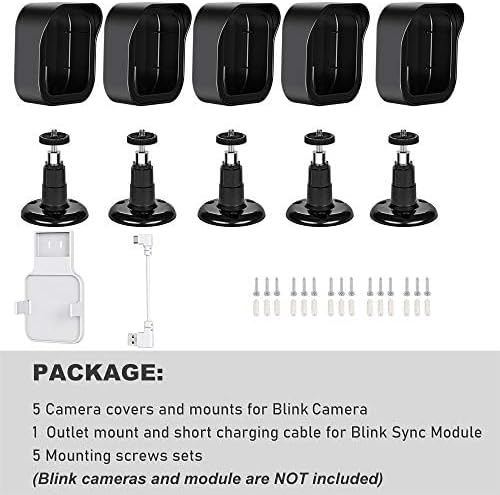 All-New Blink Outdoor Camera Wall Mount, 360° Adjustable Mount and Weather Proof Protective Housing with Blink Sync Module Outlet Mount for Blink Outdoor 4/2K+/3rd Gen Camera System (Black, 5 Pack)