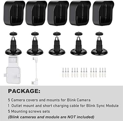 All-New Blink Outdoor Camera Wall Mount, 360° Adjustable Mount and Weather Proof Protective Housing with Blink Sync Module Outlet Mount for Blink Outdoor 4/2K+/3rd Gen Camera System (Black, 5 Pack)