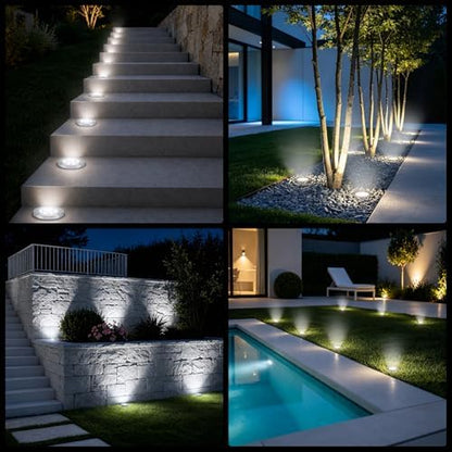 OULONGER 4.6inch Solar Ground Lights, Garden Solar Outdoor Waterproof Pathway Bright In-Ground Landscape Lights for Patio, Lawn, Yard, Driveway, Step and Walkway(White Light 10Packs)