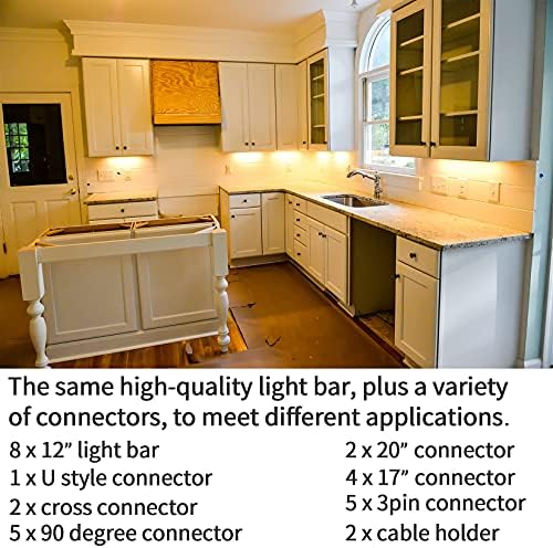 WOBANE Under Cabinet Lighting Kit,8PCS 12 inch Led Light Bars,WarmWhite