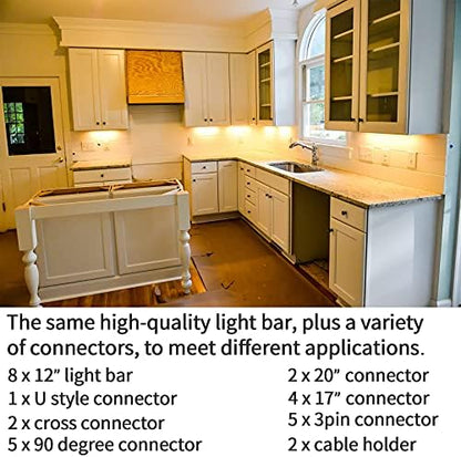 WOBANE Under Cabinet Lighting Kit,8PCS 12 inch Led Light Bars,WarmWhite