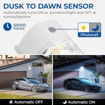 CINOTON 26W LED Wall Pack Light with Dusk to Dawn Sensor, 3CCT White 2Pack