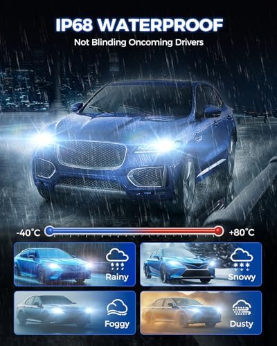 Marsauto 9005 Fog Bulbs, 40,000LM 800% Brighter 6500K White High-Performance HB3 Driving Light or Fog, Plug and Play, Pack of 2