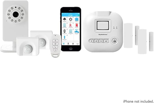 SKYLINK SK-250 Deluxe Connected Wireless Security Alarm and Home Automation System with Camera, Compatible with iOS, Android, Echo Alexa, Google Home and IFTTT and No Monthly Fees, White