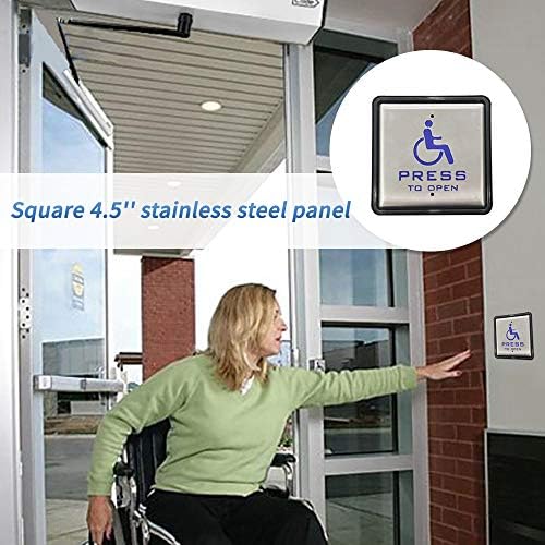 Olideauto Automatic Door Opener for Disabled with Wireless&Wired 2-in-1 4.5'' Square Handicap Push Button Olide-510 with Both Inswing and Outswing Arms