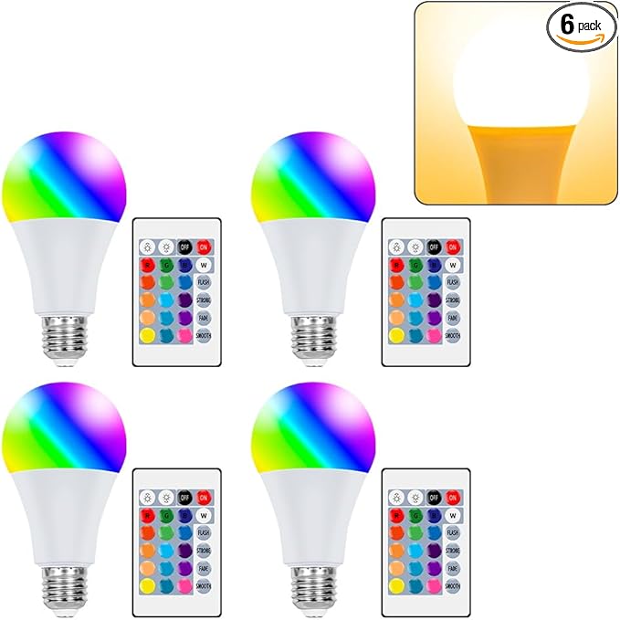 4Pack 25W LED Dimmable Bulbs E27/E26 Timing Colorful Mood Lamp 15Colors Changing 4 Dynamic Modes Multifunction Indoor Atmosphere Nightlight AC85-265V Spotlight Bar Background Decoration Lighting