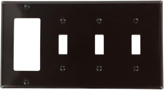 Leviton 4-Gang 3-Toggle 1-Decora/GFCI Device Combination Wallplate, P326, Brown
