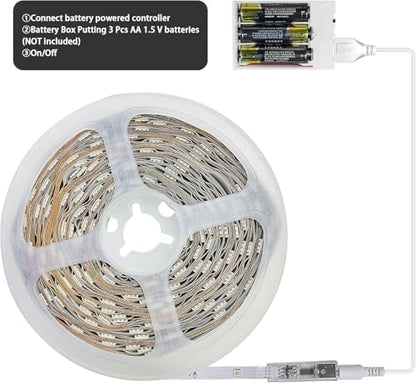 RUISHINE Battery Operated LED Strip Lights 20ft, Battery Powered LED Strip Lights for Bedroom Color Changing APP Remote, USB Led Lights for TV, Room, Kitchen, Party