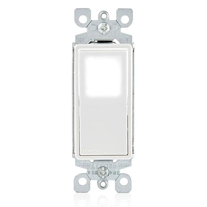 Leviton 15 Amp Decora LED Illuminated Light Wall Switch Single-Pole, L5611-2W, White
