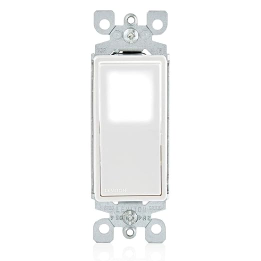 Leviton 15 Amp Decora LED Illuminated Light Wall Switch Single-Pole, L5611-2W, White