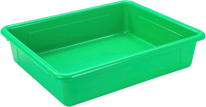 School Smart Sturdy Plastic Storage Tray, Multifunctional Design for Classroom, Home, and More, Letter Size, Green