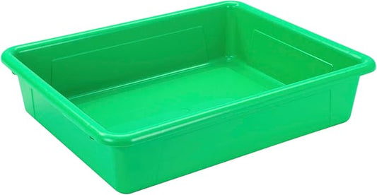 School Smart Sturdy Plastic Storage Tray, Multifunctional Design for Classroom, Home, and More, Letter Size, Green