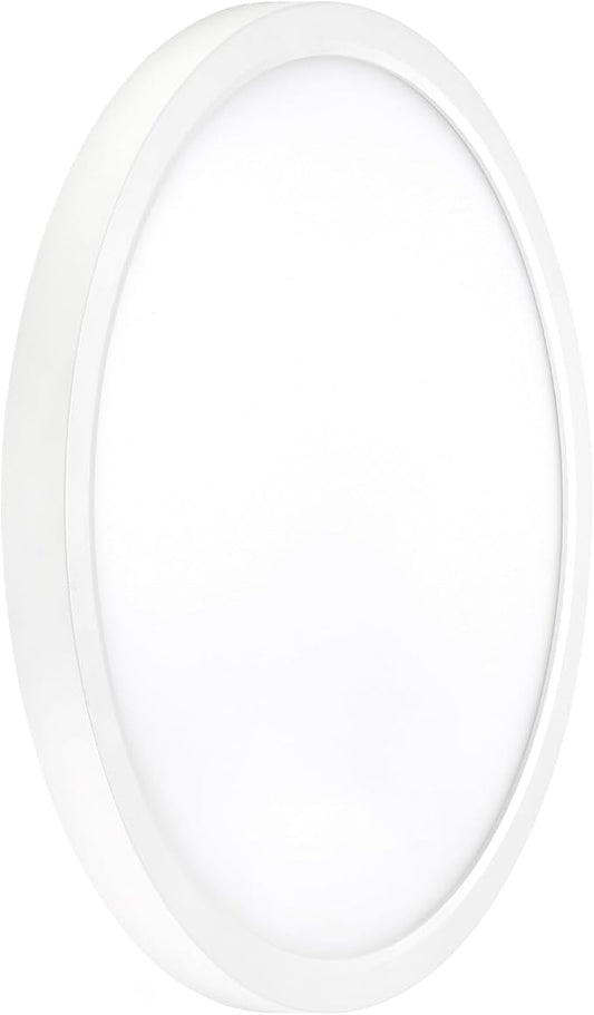 Maxxima 14 in. LED Flush Mount Ceiling Light, 2500 Lumens, 5 CCT 2700K/3000K/3500K/4000K/5000K Panel Light, White Trim Round Fixture, Dimmable for Modern Bedroom, Kitchen, and Living Room Lighting