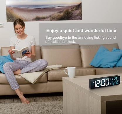 Abovsare Digital Clock for Bedroom, Clocks for Living Room Decor, Desk Table Clock, Alarm Clock Large Display with Date Week Temperature, Automatic Brightness Dimmer, Smart Cool Modern (Black Blue)