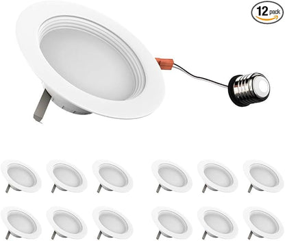 LEDMyplace Recessed Lighting - 10W Round Dimmable LED Can Lights, 650 Lumens, 3000K Warm White - Baffle Trim Recessed Downlight, Energy-Efficient LED Fixture for Home, Office, and Bedrooms (12-Pack)