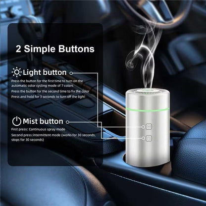 SEEDSEEL 100ML Car Essential Oil Diffuser, Rechargeable Battery Powered, Cordless Portable Aromatherapy Diffuser with 7 LED Color Lights 2 Timer Modes for Car Room Home Office (Silver)