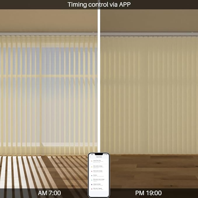 Motorized Sheer Vertical Blinds Work with Alex Google Home, Light Filtering Smart Vertical Blind Sliding Door Blinds Remote Control for Sliding Glass Door Customize (Beige)