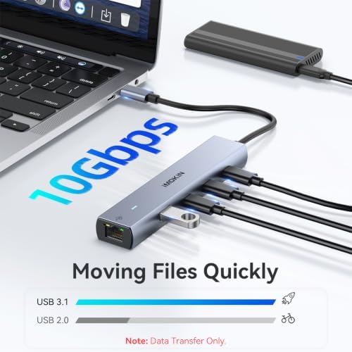 MOKiN 10Gbps USB C Hub Ethernet, 7 in 1 USB C Adapter for MacBook Pro/Air with 4K@60HZ HDMI, 3*USB-C 10Gbps Data, RJ45, USB 2.0, 100W PD, USB C Dongle for MacBook Pro/Air/Dell/HP/Thinkpad/Lenovo.