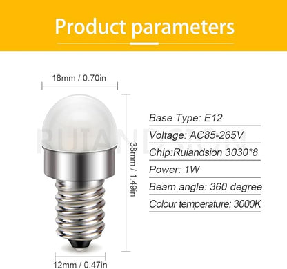Ruiandsion E12 LED Interior Light Warm White 3030 8SMD Chipsets High Color Rendering for Light String Atmosphere Table Lamp Bedside Lamp Pack of 10
