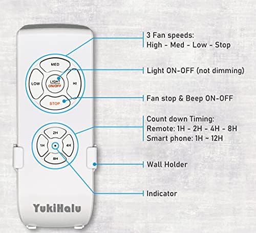 Smart WiFi Ceiling Fan Remote Control Kit, Universal Fan Remote, Controlled by Remote/WiFi/Voice, 3 Speeds 12 Timing, Compatible with Alexa, Google Assistant, Smart Life App, No Hub Required