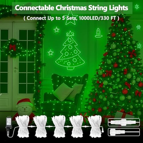 200 LED Connectable String Lights, 66FT Christmas Lights Outdoor Indoor