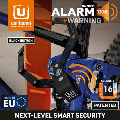 URBAN UR476B Double Security Bike Lock | Smart Alarm, 120dB, LED Alert, Warning | Most Secure & Deterrent | Folding Locks Heavy Duty AntiTheft for Bicycle Electric Scooter, More Convenient Case, 90cm