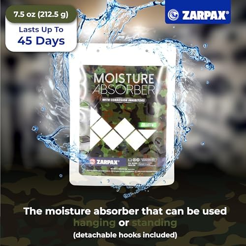 Zarpax Moisture Absorbers for Gun Safe 7.5 oz/212g - Dehumidifier Prevents Corrosion - Protects Gear - Desiccant Removes Excess Moisture - Set of 10