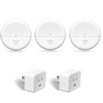 NineLeaf Motion Sensor Outlet, Wireless Motion Activated Plug with Timer & Light Sensor, 262 ft Range, 15A/1500W, Auto On/Off for Lights, Bathroom Fan, Garage, Hallway(3Sensor 2Plugs)