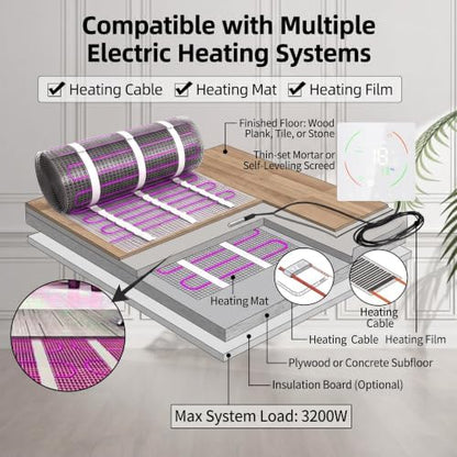 Electric Floor Heating Thermostat, Smart WiFi Thermostat,16A