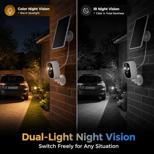 XVIM 2K Solar Camera 2-Pack Wireless Outdoor, PIR Detection & 2-Way Audio