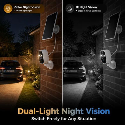 XVIM 2K Solar Camera 2-Pack Wireless Outdoor, PIR Detection & 2-Way Audio