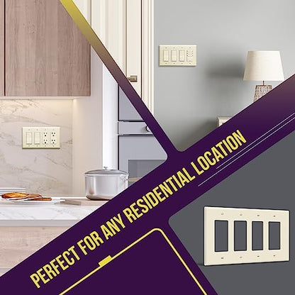 ENERLITES 4-Gang Mid-Size Decorator Switch Outlet Wall Plate Cover, 1 Pack