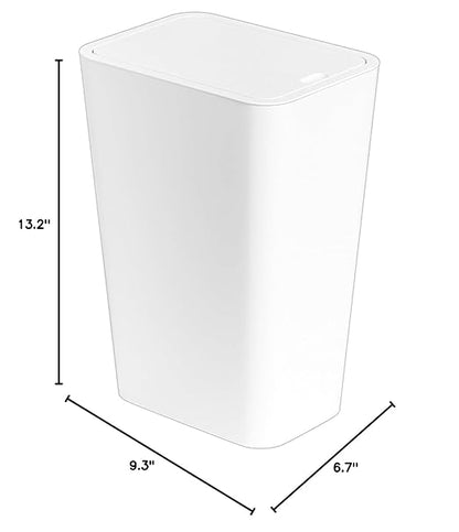 Yieach 12L White Slim Bathroom Trash Can with Lid,3.17 Gallon Pet/Dog Proof Kitchen Trash Can,Rectangle Thin Garbage Can,Covered Waste Basket,Narrow Small Plastic Trashcan for Room,Bedroom,Office,1PCS
