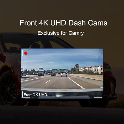 4K Dash Cam Suitable for Toyota Camry 2021 2022 2023 2024 LE L XLE TRD XSE SE Hybrid (Gen8/XV70), OEM Look, 2160P UHD Video， WiFi & APP, Loop Recording, G-Sensor, Easy to Use,128G (F10)