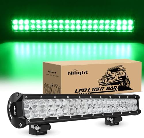 Nilight LED Light Bar 20 Inch 126W Spot Flood Combo Green Beam