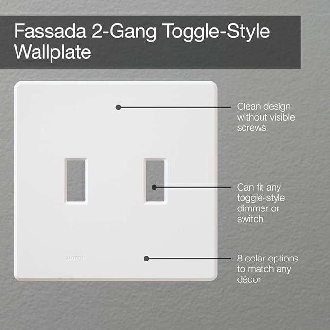 Lutron Fassada 2 Gang Wallplate for Toggle-Style Dimmer and Switches, FW-2-SS, Stainless Steel (1-Pack)