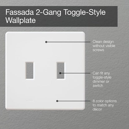 Lutron Fassada 2 Gang Wallplate for Toggle-Style Dimmer and Switches, FW-2-SS, Stainless Steel (1-Pack)