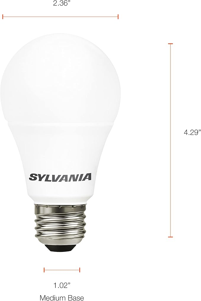 Sylvania LED A19 Light Bulb, 100W Equivalent Efficient 14W, Medium Base, Frosted, 1500Lumens, 2700K, Soft White - 12 Pack (40204)