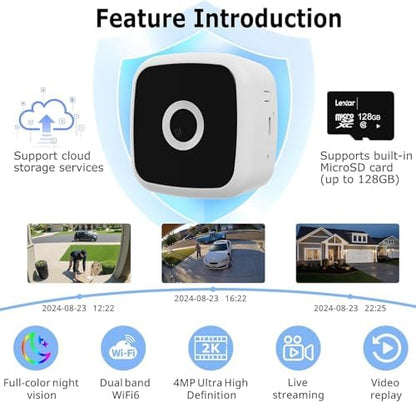 SOIADV 2.5K Window Camera Wireless,No-Drill Install,2.4GHz & 5GHz WiFi Indoor Dome Cameras for Home Security,AI Human Detection, 6s Pre-Roll, Battery Powered,4MP Color Night Vision,SD/Cloud