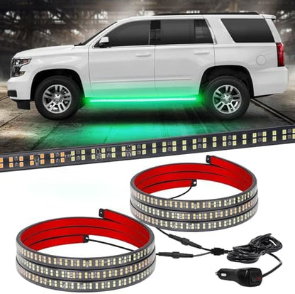 XRIDONSEN 2PCS 60 inch Running Board Strobe Lights Green Emergency Lights