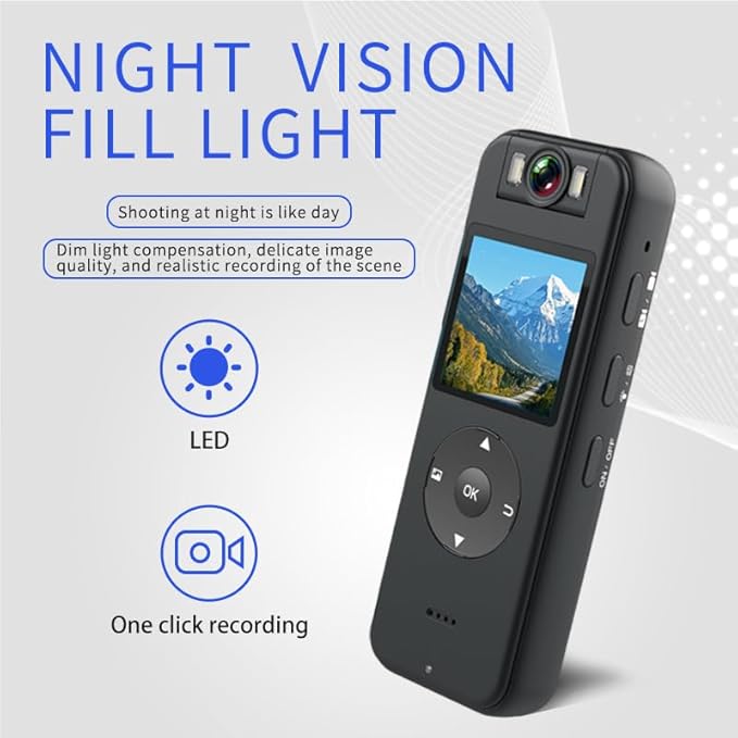 4K 30FPS UHD Wearable Body Cam, 1.4 Inch Screen, 6HR Battery, 64GB Included, JS-06B