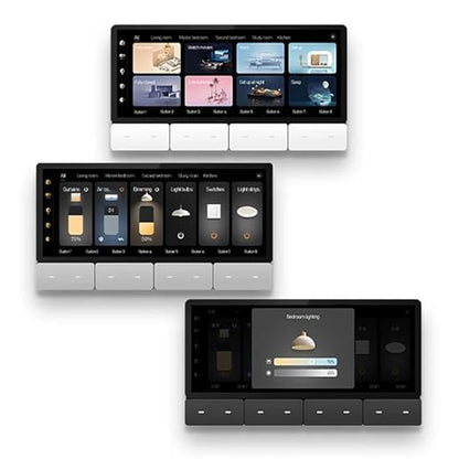 Smart Home Lighting Control Panel, Touch Screen Interface, Multi-Room Scene Control, Dimmable LED Settings, Digital Display 6.2 Inch Smart Control (Bundle: F5-3 UK 4 SPK White)