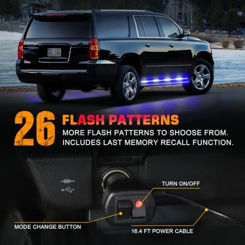 XRIDONSEN 2-Pack 70-inch Blue White Emergency Lights Running Board Lights