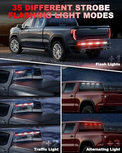 LUMENIX 49" Inch Strobe Light Strips, Back Window | Tailgate White Red Warning Emergency Flashing Firefighter Double Row LED Strip Flexible Lights Bar w/Controller for Fire Trucks POV Vehicles - 1PC